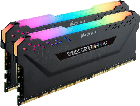 Photo de Kit Barrettes mémoire 16Go (2x8Go) DIMM DDR4 Corsair Vengeance Pro RGB 2666Mhz (Noir)