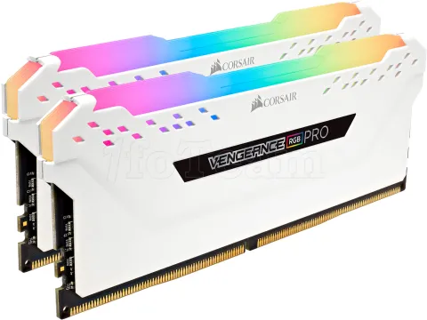 Photo de Kit Barrettes mémoire 16Go (2x8Go) DIMM DDR4 Corsair Vengeance Pro RGB 3000Mhz (Blanc)