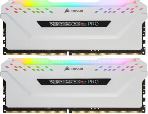 Photo de Kit Barrettes mémoire 16Go (2x8Go) DIMM DDR4 Corsair Vengeance Pro RGB 3000Mhz (Blanc)