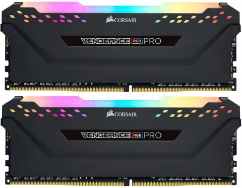 Photo de Kit Barrettes mémoire 16Go (2x8Go) DIMM DDR4 Corsair Vengeance Pro RGB 3000Mhz (Noir)