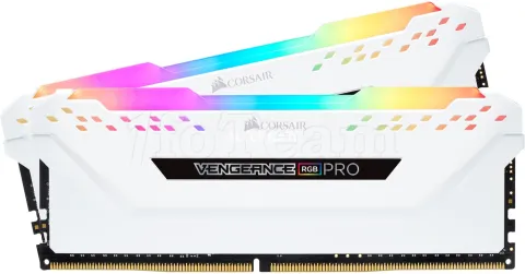 Photo de Kit Barrettes mémoire 16Go (2x8Go) DIMM DDR4 Corsair Vengeance Pro RGB  3200Mhz (Blanc)