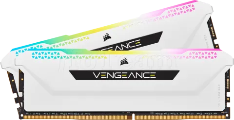 Photo de Kit Barrettes mémoire 16Go (2x8Go) DIMM DDR4 Corsair Vengeance Pro SL RGB  3600Mhz (Blanc)