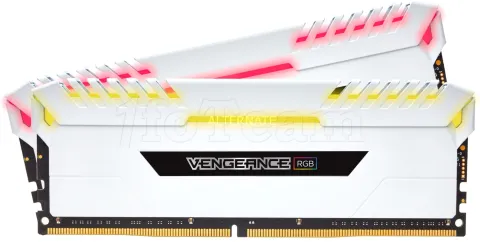 Photo de Kit Barrettes mémoire 16Go (2x8Go) DIMM DDR4 Corsair Vengeance RGB  3000Mhz (Blanc)