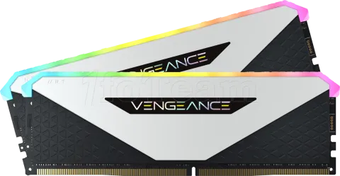 Photo de Kit Barrettes mémoire 16Go (2x8Go) DIMM DDR4 Corsair Vengeance RT RGB  3200Mhz (Blanc/Noir)