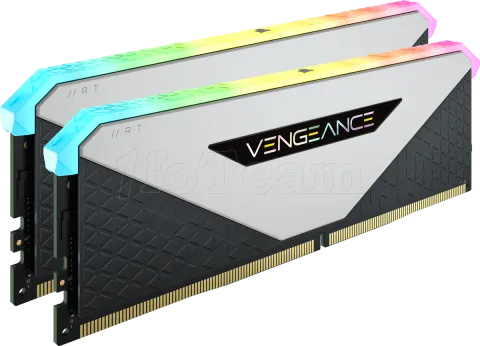 Photo de Kit Barrettes mémoire 16Go (2x8Go) DIMM DDR4 Corsair Vengeance RT RGB  3600Mhz (Noir/Blanc)