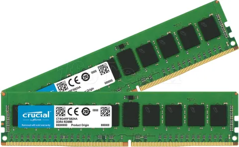 Photo de Kit Barrettes mémoire 16Go (2x8Go) DIMM DDR4 Crucial  2400Mhz (Vert)
