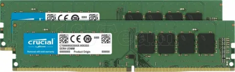 Photo de Kit Barrettes mémoire 16Go (2x8Go) DIMM DDR4 Crucial  2400Mhz (Vert)