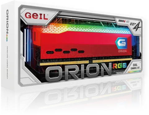 Photo de Kit Barrettes mémoire 16Go (2x8Go) DIMM DDR4 GeIL Orion RGB 3200Mhz (Noir)