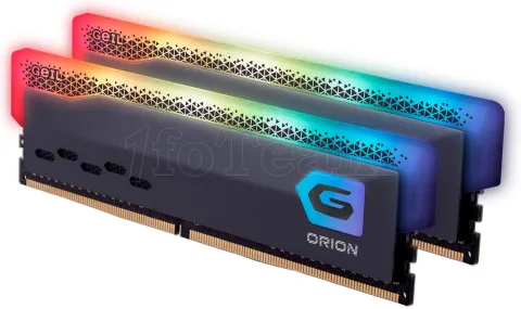 Photo de Kit Barrettes mémoire 16Go (2x8Go) DIMM DDR4 GeIL Orion RGB 3600Mhz (Noir)