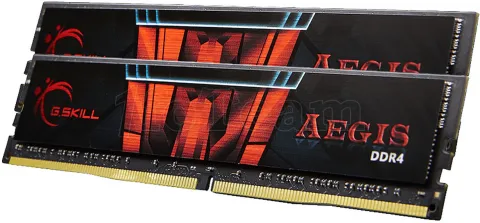 Photo de Kit Barrettes mémoire 16Go (2x8Go) DIMM DDR4 G.Skill Aegis  2400Mhz (Noir et Rouge)