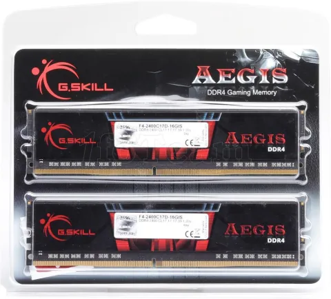 Photo de Kit Barrettes mémoire 16Go (2x8Go) DIMM DDR4 G.Skill Aegis  2666Mhz (Noir et Rouge)