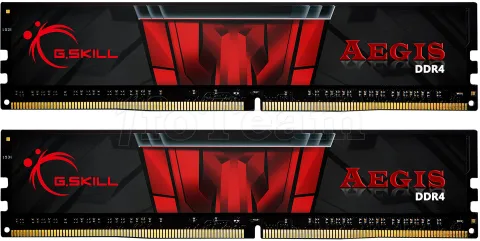 Photo de Kit Barrettes mémoire 16Go (2x8Go) DIMM DDR4 G.Skill Aegis  3000Mhz (Noir et Rouge)