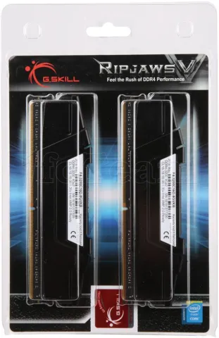 Photo de Kit Barrettes mémoire 16Go (2x8Go) DIMM DDR4 G.Skill RipJaws V  3200Mhz (Noir)