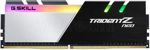 Photo de Kit Barrettes mémoire 16Go (2x8Go) DIMM DDR4 G.Skill Trident Z Neo RGB  3800Mhz (Noir/Blanc) Certifiée AMD