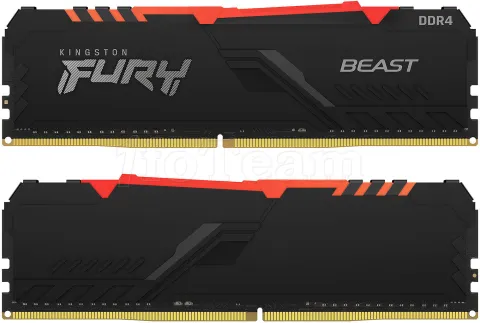 Photo de Kit Barrettes mémoire 16Go (2x8Go) DIMM DDR4 Kingston Fury Beast RGB  3600Mhz (Noir)