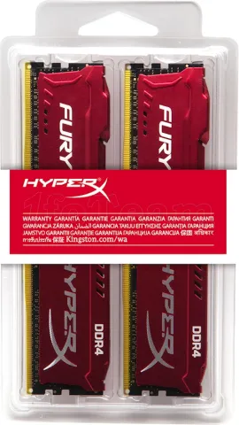Photo de Kit Barrettes mémoire 16Go (2x8Go) DIMM DDR4 Kingston HyperX Fury  3466Mhz (Rouge)