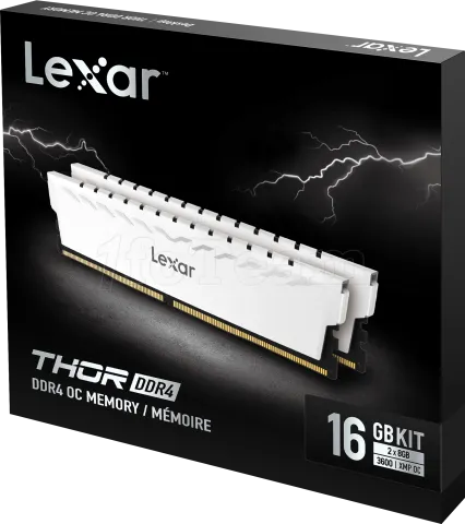 Photo de Kit Barrettes mémoire 16Go (2x8Go) DIMM DDR4 Lexar Thor  3600Mhz (Blanc)