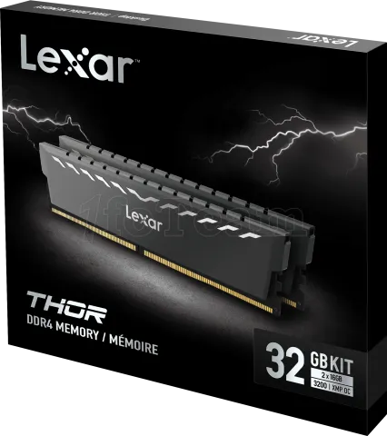 Photo de Kit Barrettes mémoire 16Go (2x8Go) DIMM DDR4 Lexar Thor 3600Mhz (Noir)