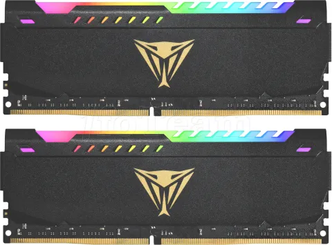 Photo de Kit Barrettes mémoire 16Go (2x8Go) DIMM DDR4 Patriot Viper RGB  3200Mhz (Noir)