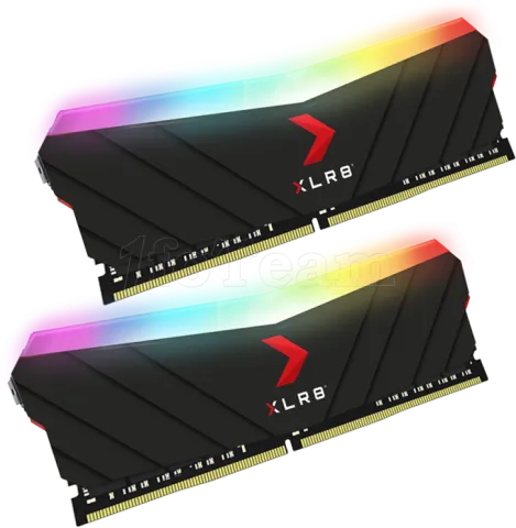 Photo de Kit Barrettes mémoire 16Go (2x8Go) DIMM DDR4 PNY XLR8 Gaming Epic-X  RGB  3600Mhz (Noir)