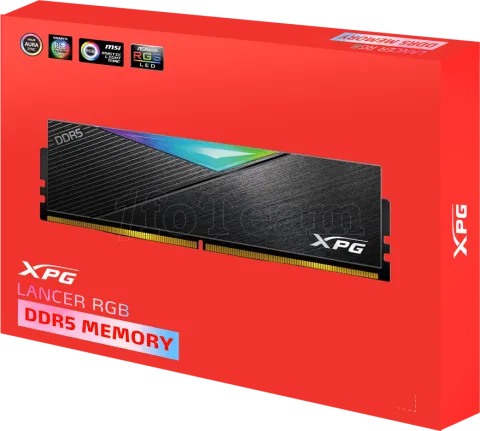 Photo de Kit Barrettes mémoire 16Go (2x8Go) DIMM DDR5 Adata XPG Lancer RGB  5200MHz (Noir)