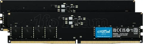 Photo de Kit Barrettes mémoire 16Go (2x8Go) DIMM DDR5 Crucial  4800MHz (Noir)