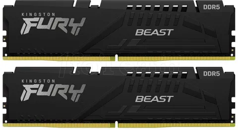 Photo de Kit Barrettes mémoire 16Go (2x8Go) DIMM DDR5 Kingston Fury Beast 5600MHz CL36 (Noir)