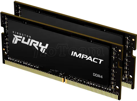 Photo de Kit Barrettes mémoire 16Go (2x8Go) SODIMM DDR4 Kingston Fury Impact  2666Mhz (Noir)