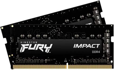 Photo de Kit Barrettes mémoire 16Go (2x8Go) SODIMM DDR4 Kingston Fury Impact  2666Mhz (Noir)