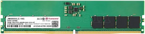 Photo de Kit Barrettes mémoire 16Go DIMM DDR5 Transcend JetRam 4800Mhz (Vert)