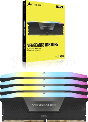 Photo de Kit Barrettes mémoire 192Go (4x48Go) DIMM DDR5 Corsair Vengeance RGB  5200MHz (Noir)