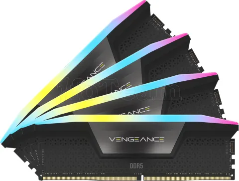 Photo de Kit Barrettes mémoire 192Go (4x48Go) DIMM DDR5 Corsair Vengeance RGB  5200MHz (Noir)