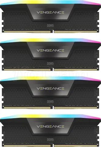 Photo de Kit Barrettes mémoire 192Go (4x48Go) DIMM DDR5 Corsair Vengeance RGB  5200MHz (Noir)