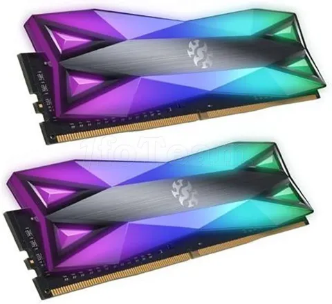 Photo de Kit Barrettes mémoire 32Go (2x16Go) DIMM DDR4 Adata XPG SpectriX D60G RGB  3600Mhz (Noir)
