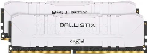 Photo de Kit Barrettes mémoire 32Go (2x16Go) DIMM DDR4 Ballistix  3200Mhz (Blanc)