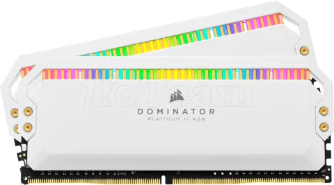 Photo de Kit Barrettes mémoire 32Go (2x16Go) DIMM DDR4 Corsair Dominator Platinum RGB  3200Mhz (Blanc)