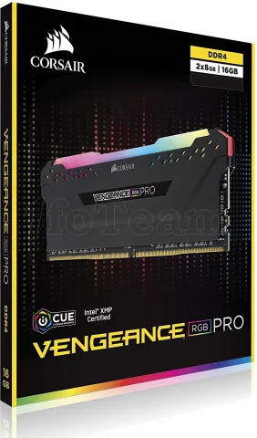 Photo de Kit Barrettes mémoire 32Go (2x16Go) DIMM DDR4 Corsair Vengeance Pro RGB  2666Mhz (Noir)