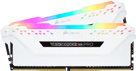 Photo de Kit Barrettes mémoire 32Go (2x16Go) DIMM DDR4 Corsair Vengeance Pro RGB  3200Mhz (Blanc)