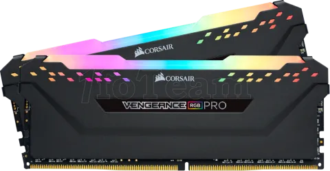 Photo de Kit Barrettes mémoire 32Go (2x16Go) DIMM DDR4 Corsair Vengeance Pro RGB  3200Mhz (Noir)