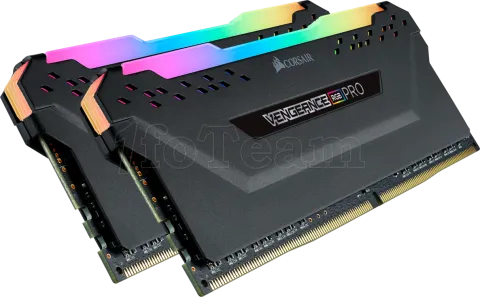 Photo de Kit Barrettes mémoire 32Go (2x16Go) DIMM DDR4 Corsair Vengeance Pro RGB  3200Mhz (Noir)