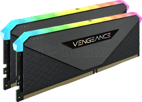 Photo de Kit Barrettes mémoire 32Go (2x16Go) DIMM DDR4 Corsair Vengeance RT RGB PC25600 (3200MHz) (Noir)