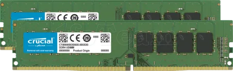 Photo de Kit Barrettes mémoire 32Go (2x16Go) DIMM DDR4 Crucial Classic 3200Mhz (Vert)