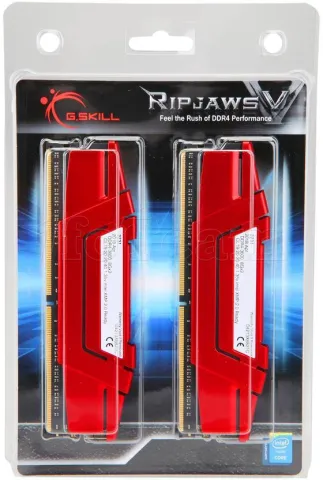 Photo de Kit Barrettes mémoire 32Go (2x16Go) DIMM DDR4 G.Skill RipJaws V  2400Mhz (Rouge)