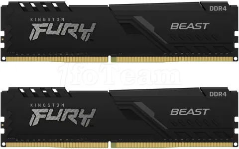 Photo de Kit Barrettes mémoire 32Go (2x16Go) DIMM DDR4 Kingston Fury  2666Mhz (Noir)