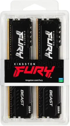 Photo de Kit Barrettes mémoire 32Go (2x16Go) DIMM DDR4 Kingston Fury Beast 3200Mhz (Noir)