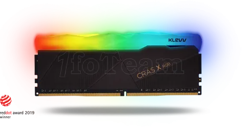 Photo de Kit Barrettes mémoire 32Go (2x16Go) DIMM DDR4 Klevv CRAS X RGB  3600Mhz (Noir)
