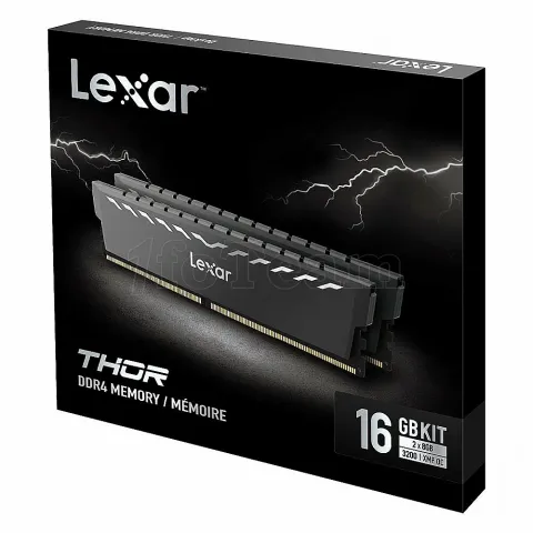 Photo de Kit Barrettes mémoire 32Go (2x16Go) DIMM DDR4 Lexar Thor  3200Mhz (Noir)