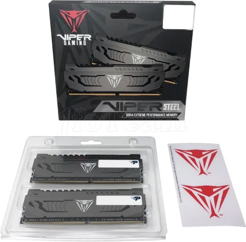 Photo de Kit Barrettes mémoire 32Go (2x16Go) DIMM DDR4 Patriot Viper Steel  3200Mhz (Noir)