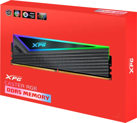 Photo de Kit Barrettes mémoire 32Go (2x16Go) DIMM DDR5 Adata XPG Caster 6400MHz (Gris)