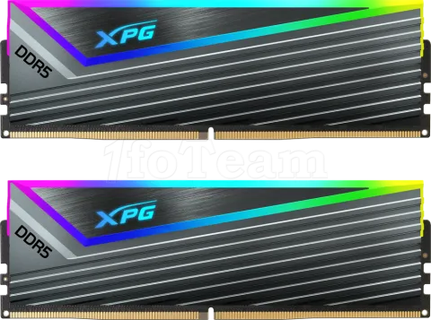 Photo de Kit Barrettes mémoire 32Go (2x16Go) DIMM DDR5 Adata XPG Caster 6400MHz (Gris)